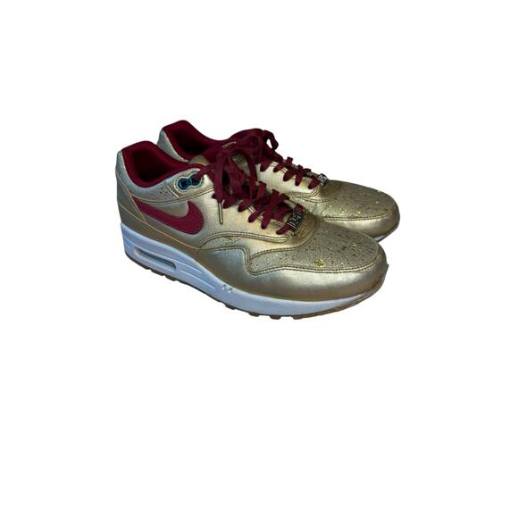 Nike Air Max 1 BHM Sneakers Size 8.5 gold and red - Picture 1 of 9